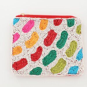 New KAY LEE NY Beaded Multi Jellybeans Coin Purse/Makeup Bag ❤️Made in India❤️